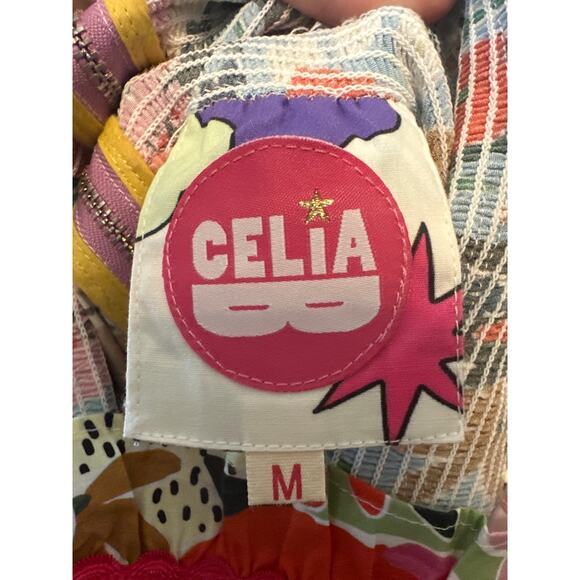 CeliaB Nilsa Multi-Color Floral Print Smocked Midi Dress Size Medium - Picture 4 of 12